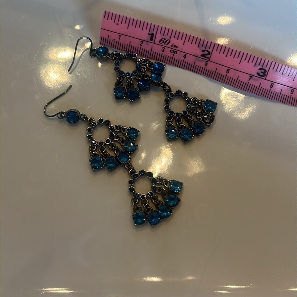 Elegant Blue Crystal Chandelier Earrings - Picture 5 of 7